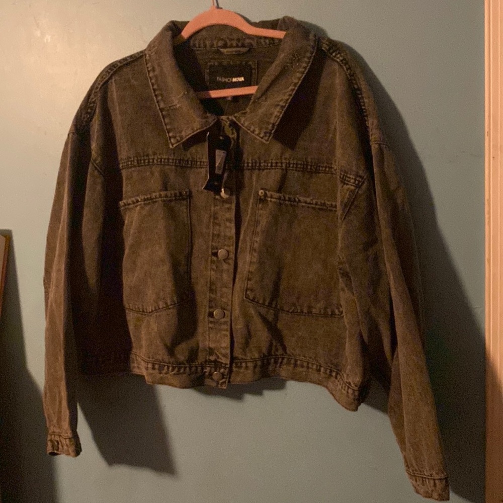 Grey plus denim jacket